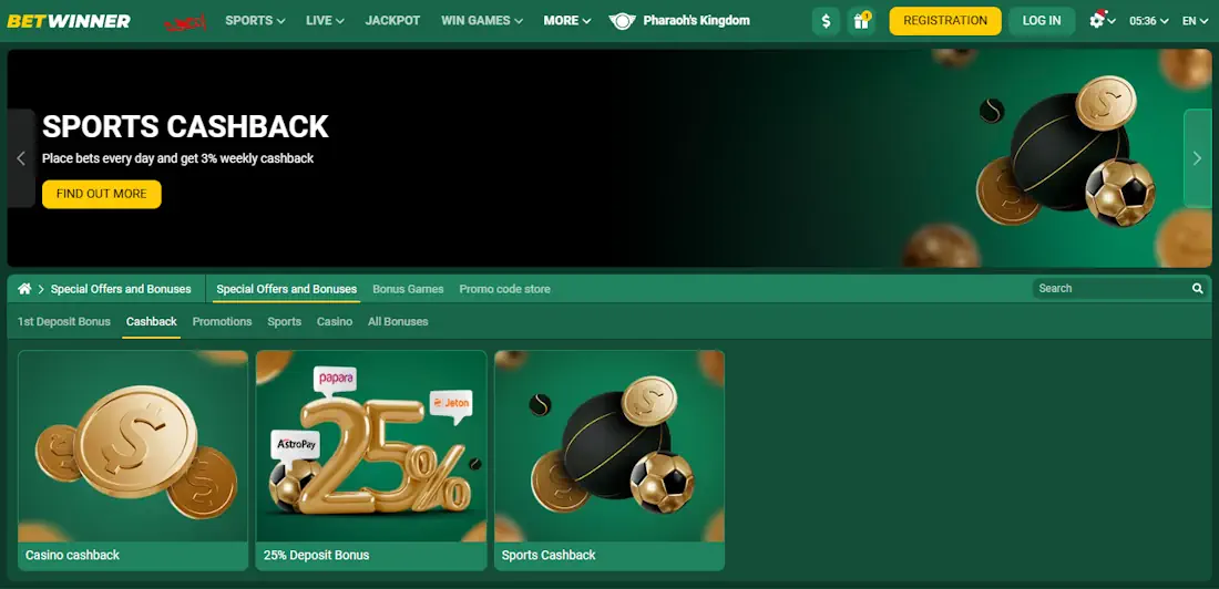 Betwinner Cashback Bonuses Screenshot